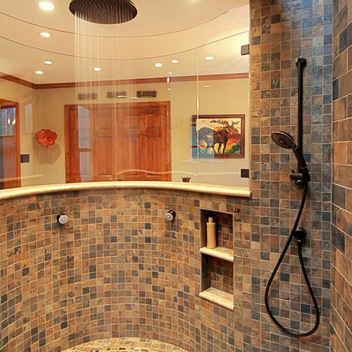 Collinsville, IL | Florida Tile for Master Bath Shower with River Rock Shower floor *