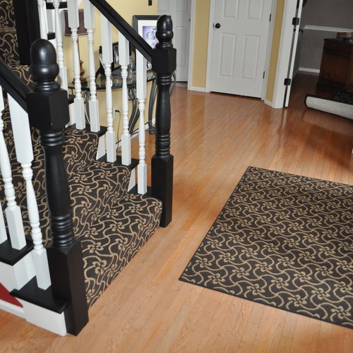 Carpeting runner on stairs with matching area rug ~ Chesterfield, MO